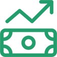 money bills trending up icon